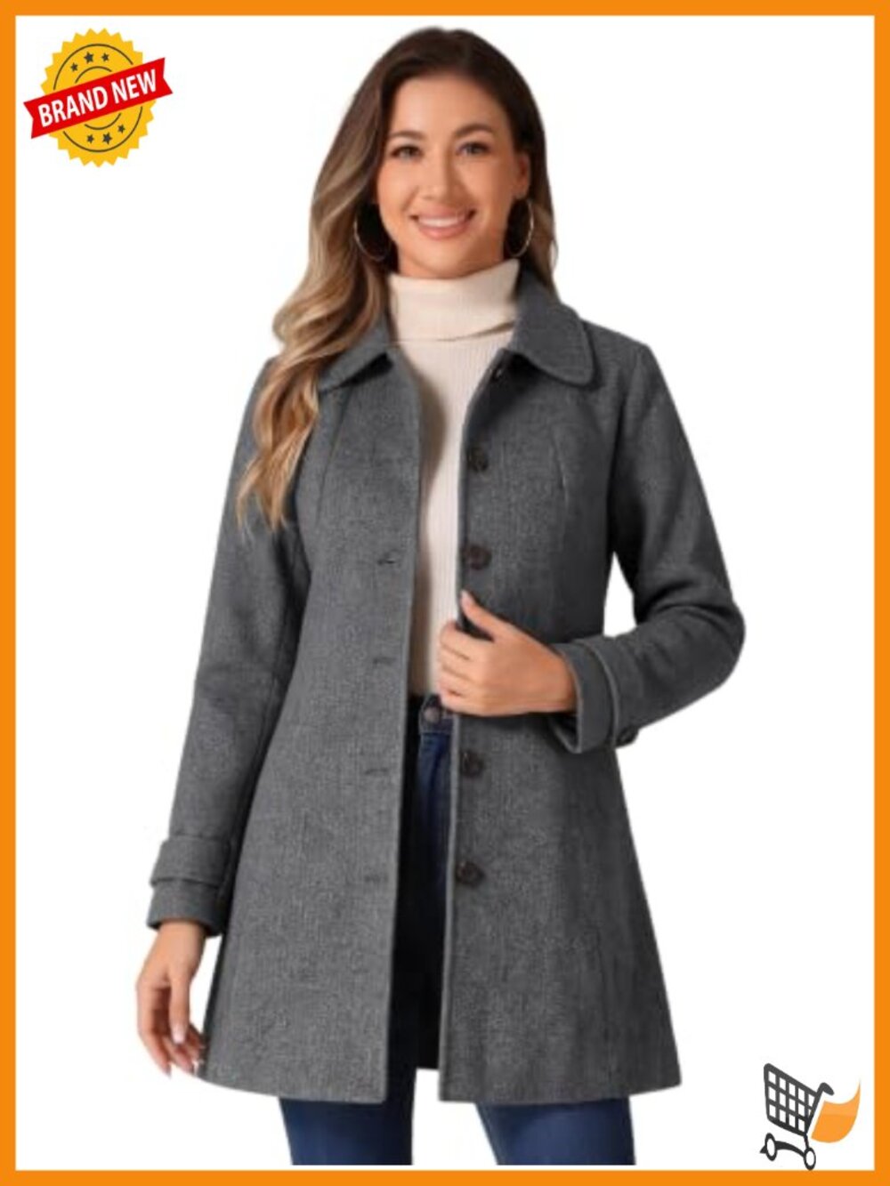 Peter Pan Collar Single Breasted Winter Long Coat Pea Coat
